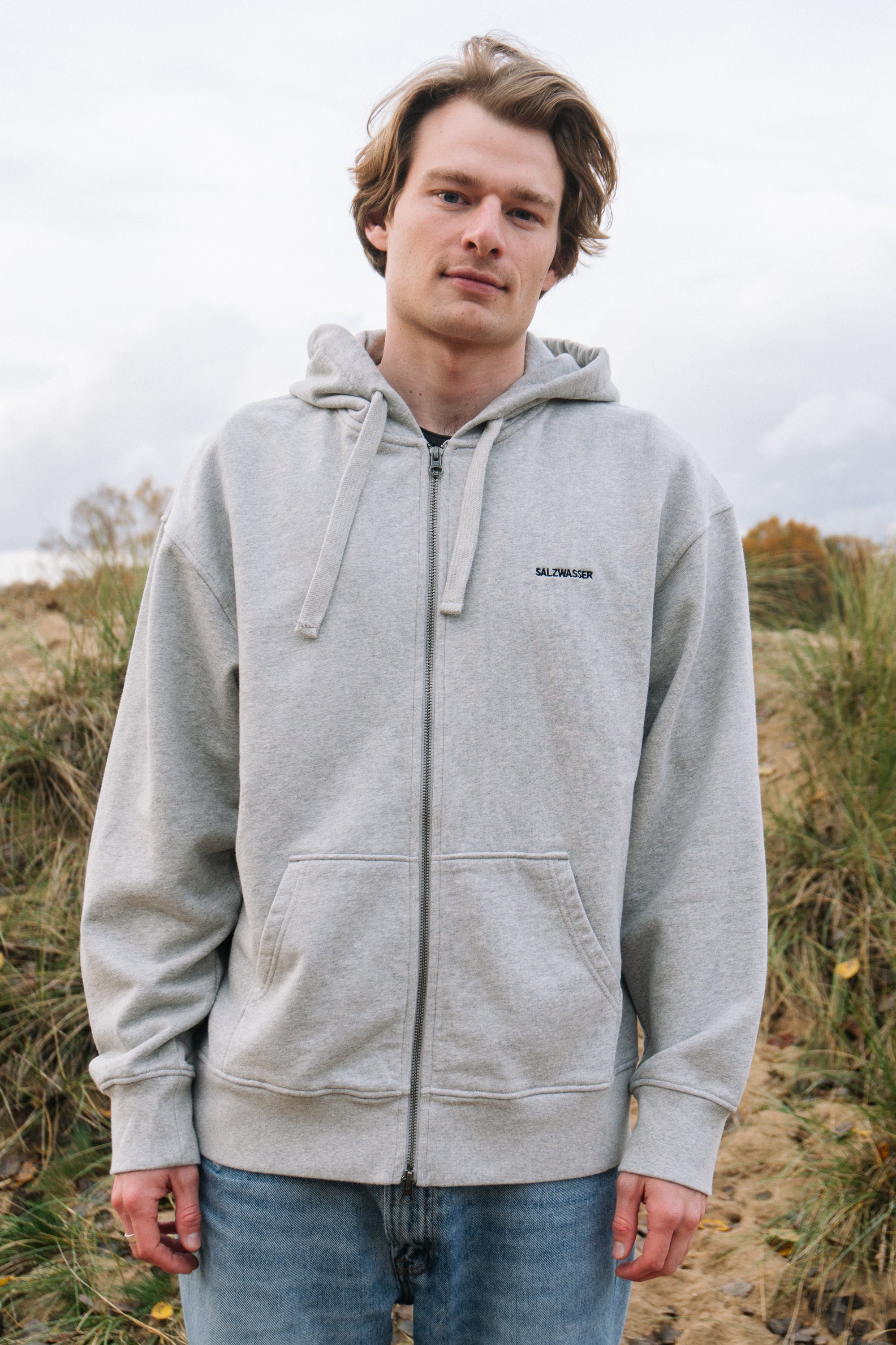 Graue Sweatshirtjacke aus Bio-Baumwolle _men