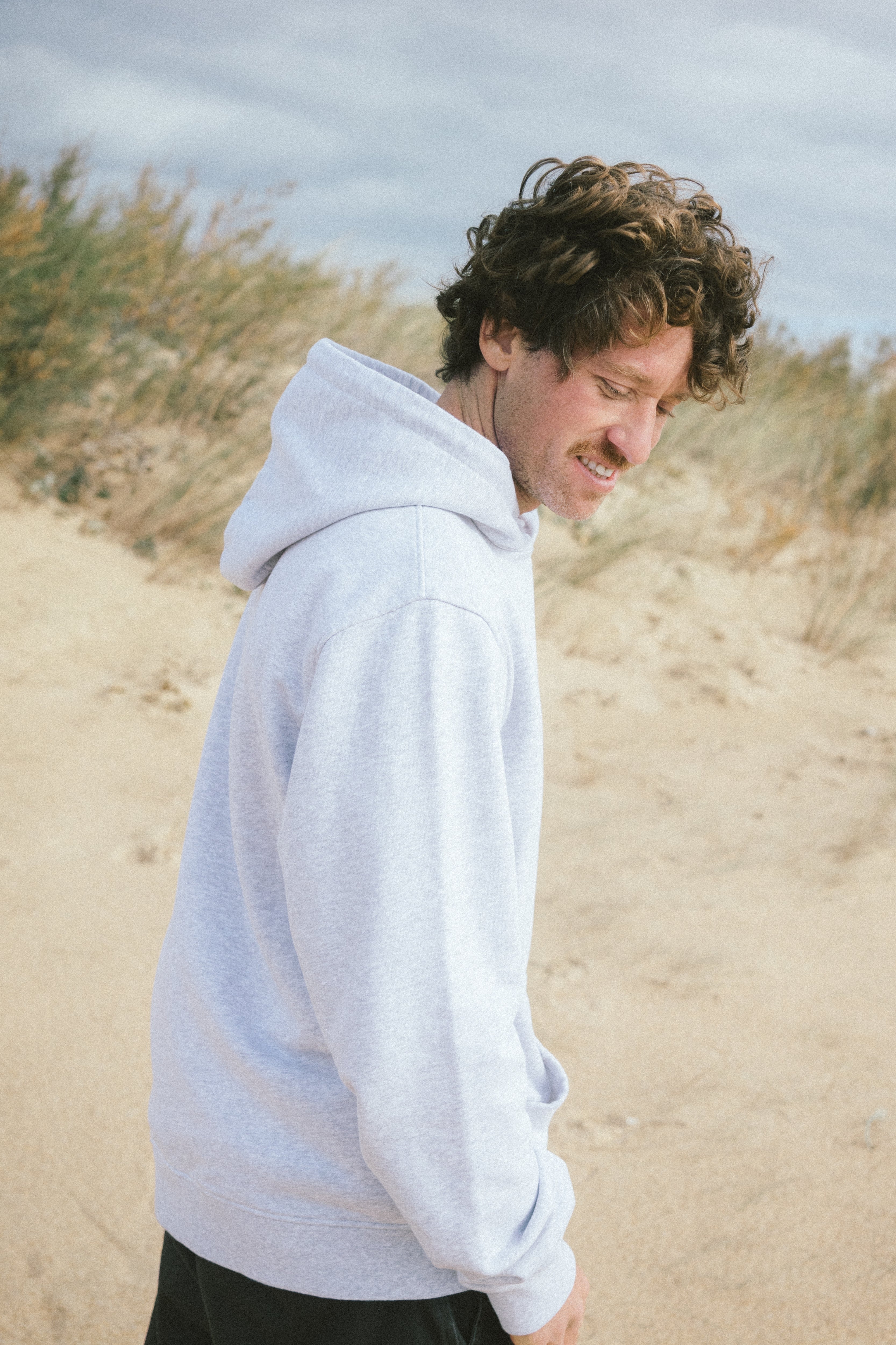 Herren Hoodie Hellgrau meliert aus schwerer Baumwolle in bester Qualität