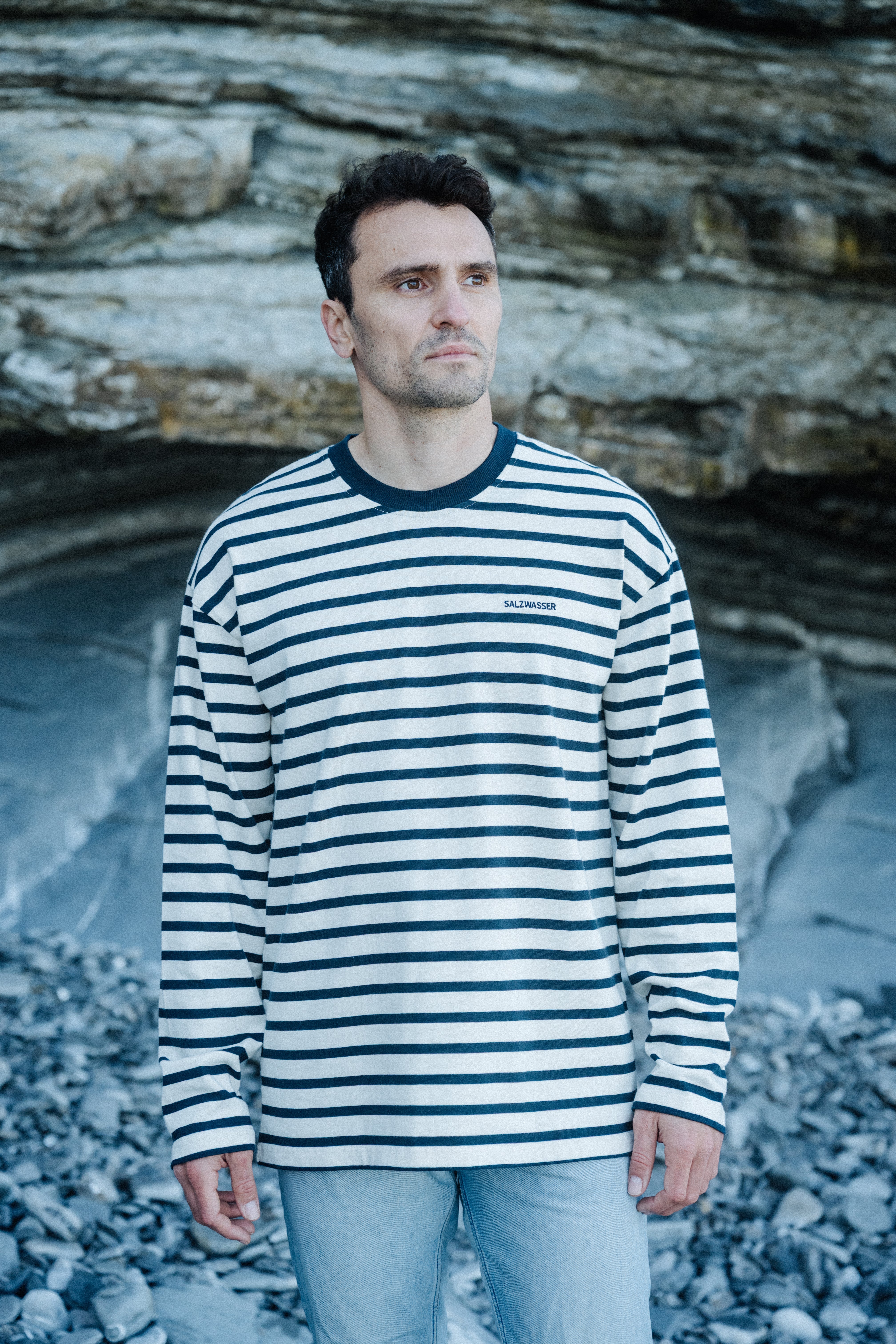 Herren Longsleeve blau gestreift aus Portugal