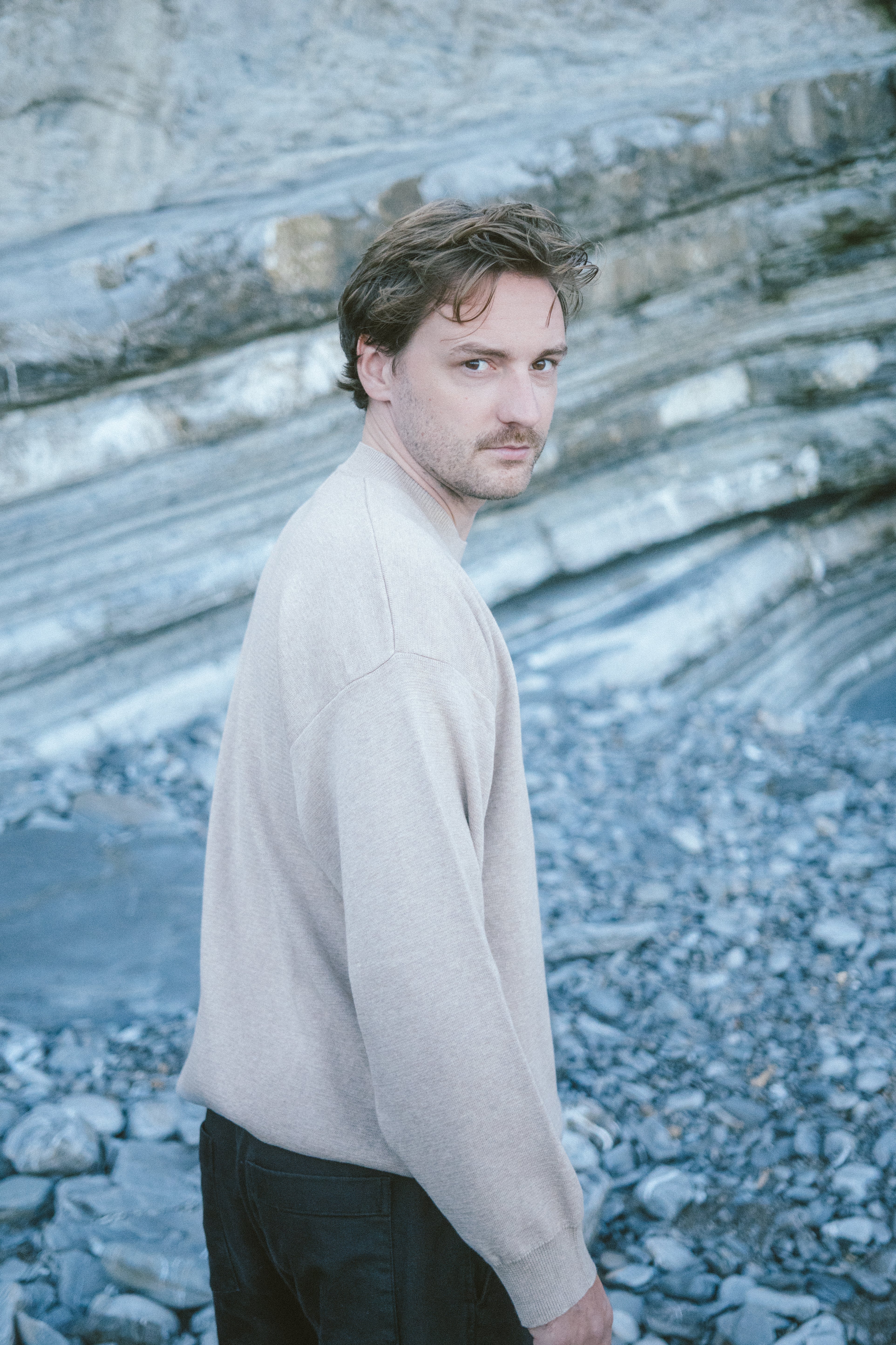 Herren Strickpullover Hell Beige Oversized von SALZWASSER