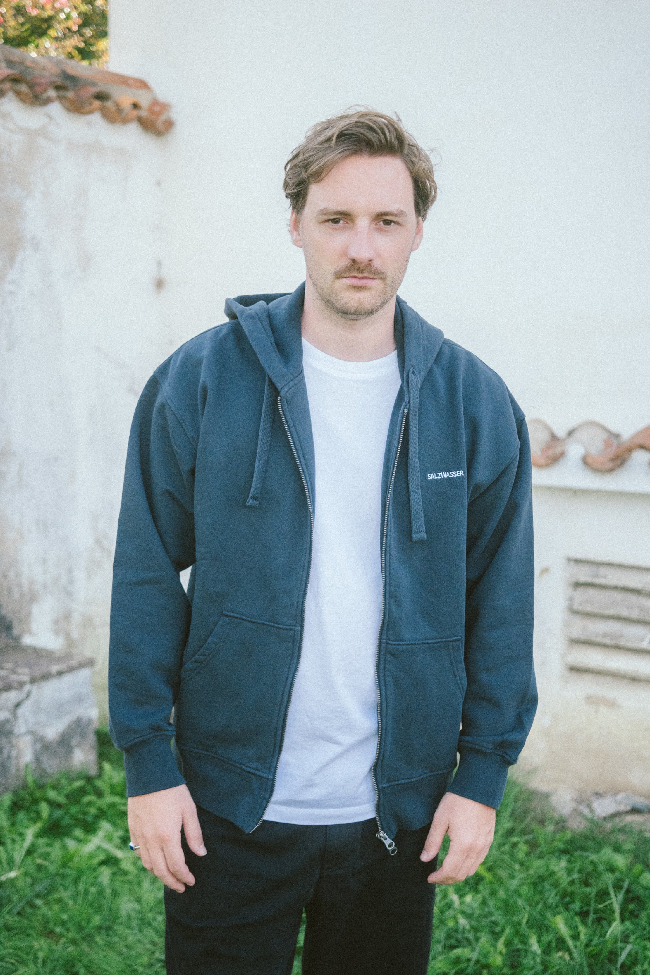 Dunkelblauer Zip Hoodie aus Bio-Baumwolle _men