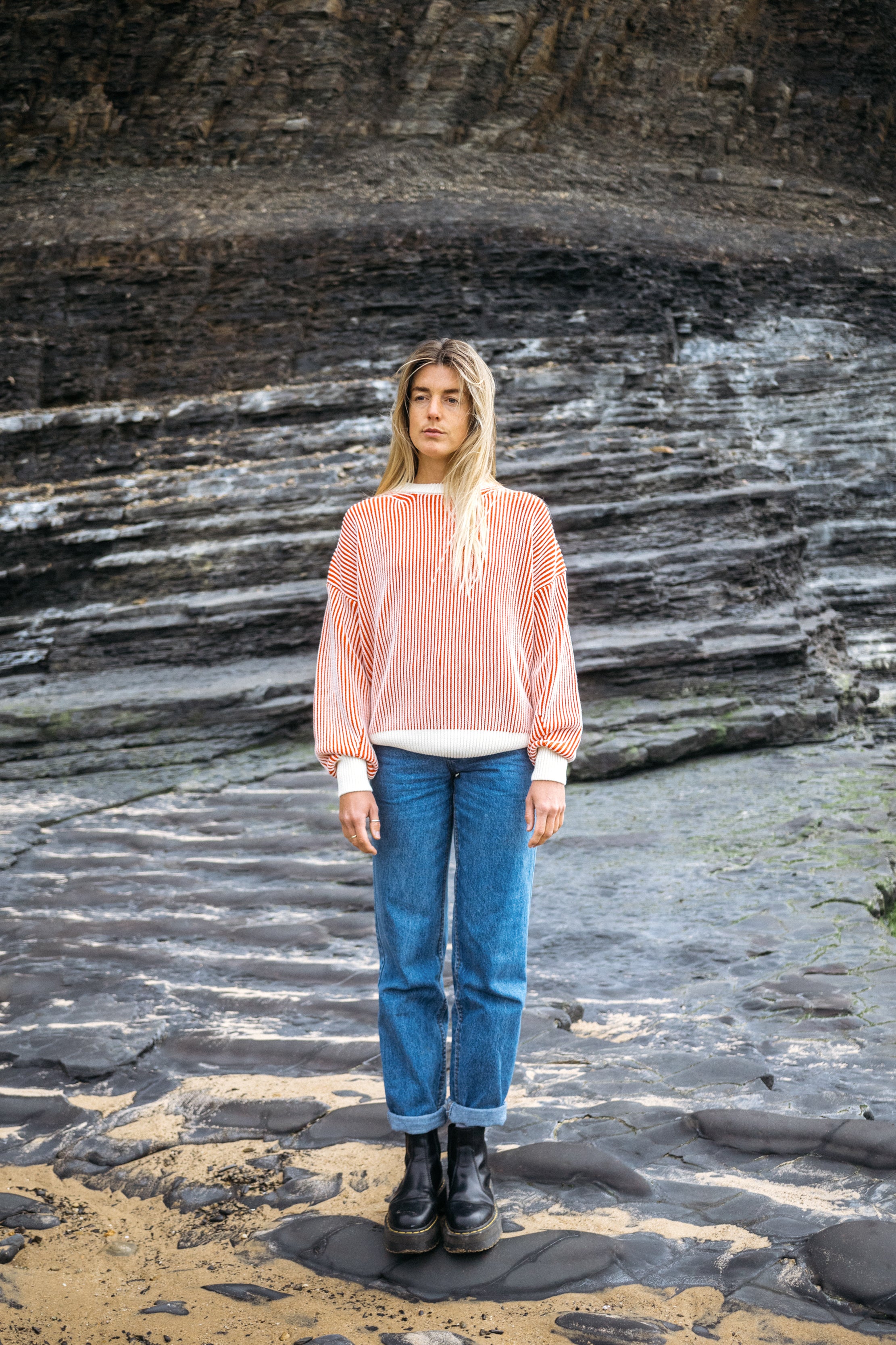 Strickpullover aus Bio Baumwolle von SALZWASSER in rot