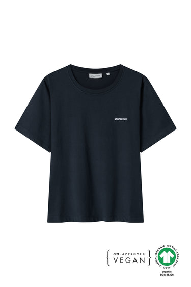 Damen Basic T-Shirt mit weitem Halsausschnitt in Dunkelblau von SALZWASSER