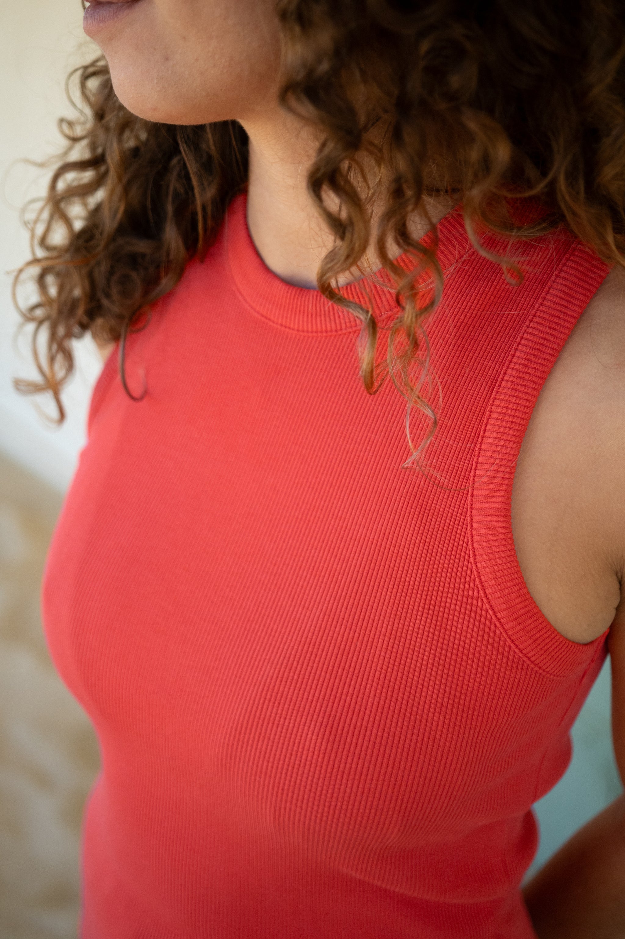 Enges Ripp Top für Damen in Rot nachhaltig