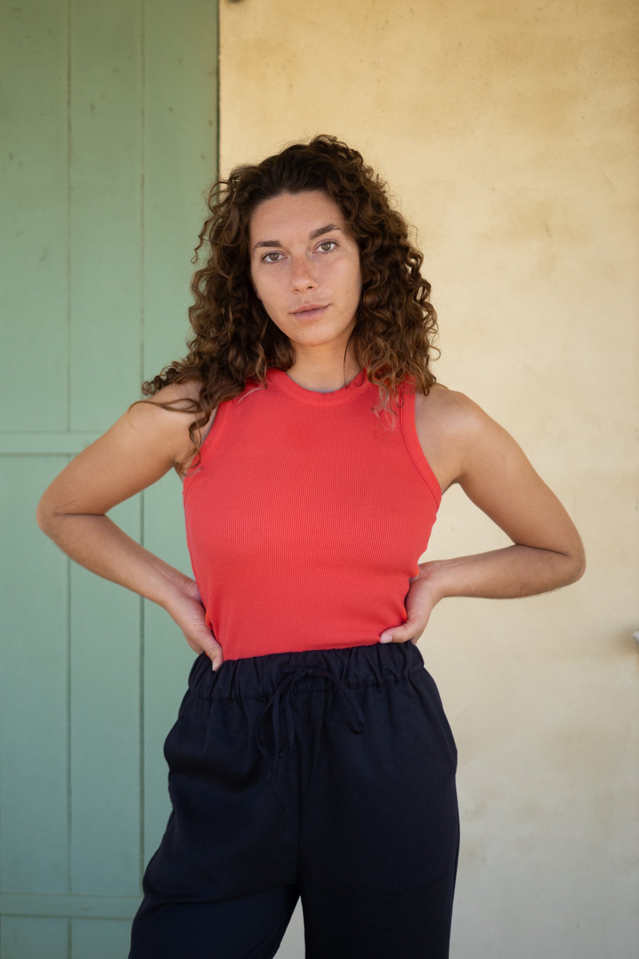 Rotes Damen Top gerippt und eng anliegend von SALZWASSER