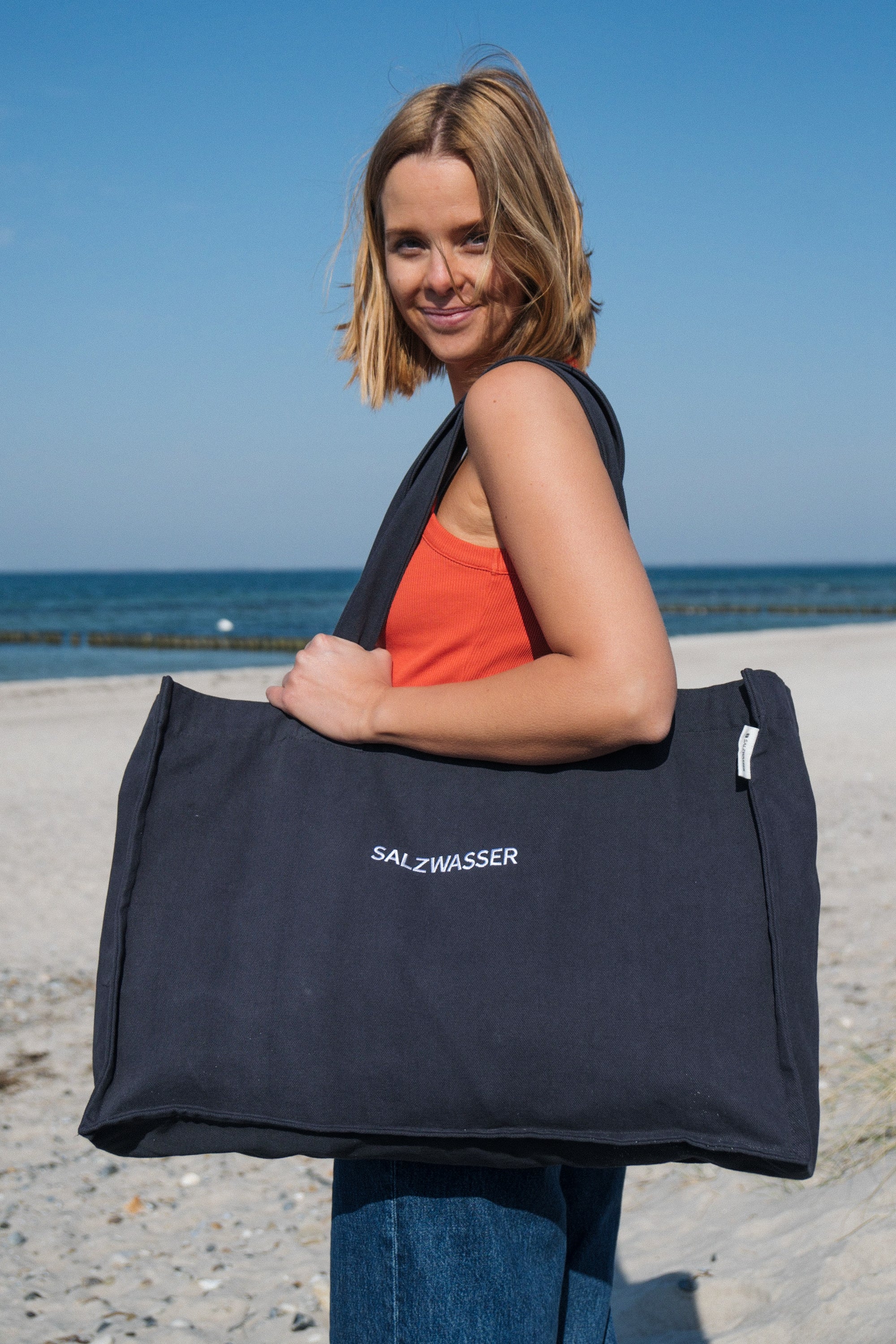 Beach Bag Badetasche Kaufen Dunkelblauer Shopper-Beachbag