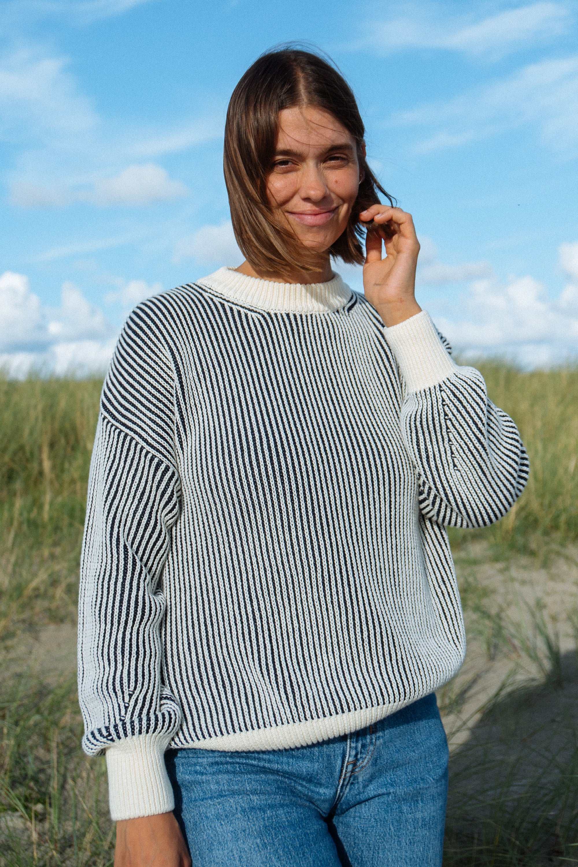 Strickpullover Hella Navy Striped » Zeitlos Nachhaltig