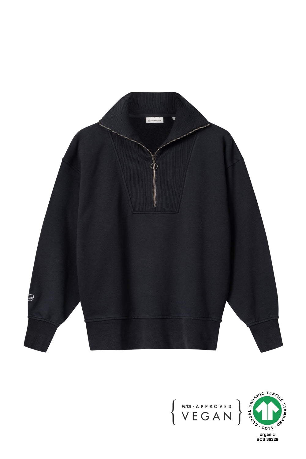 Damen Sweatshirt Reine Baumwolle Half-Zip Sweater Aus Bio