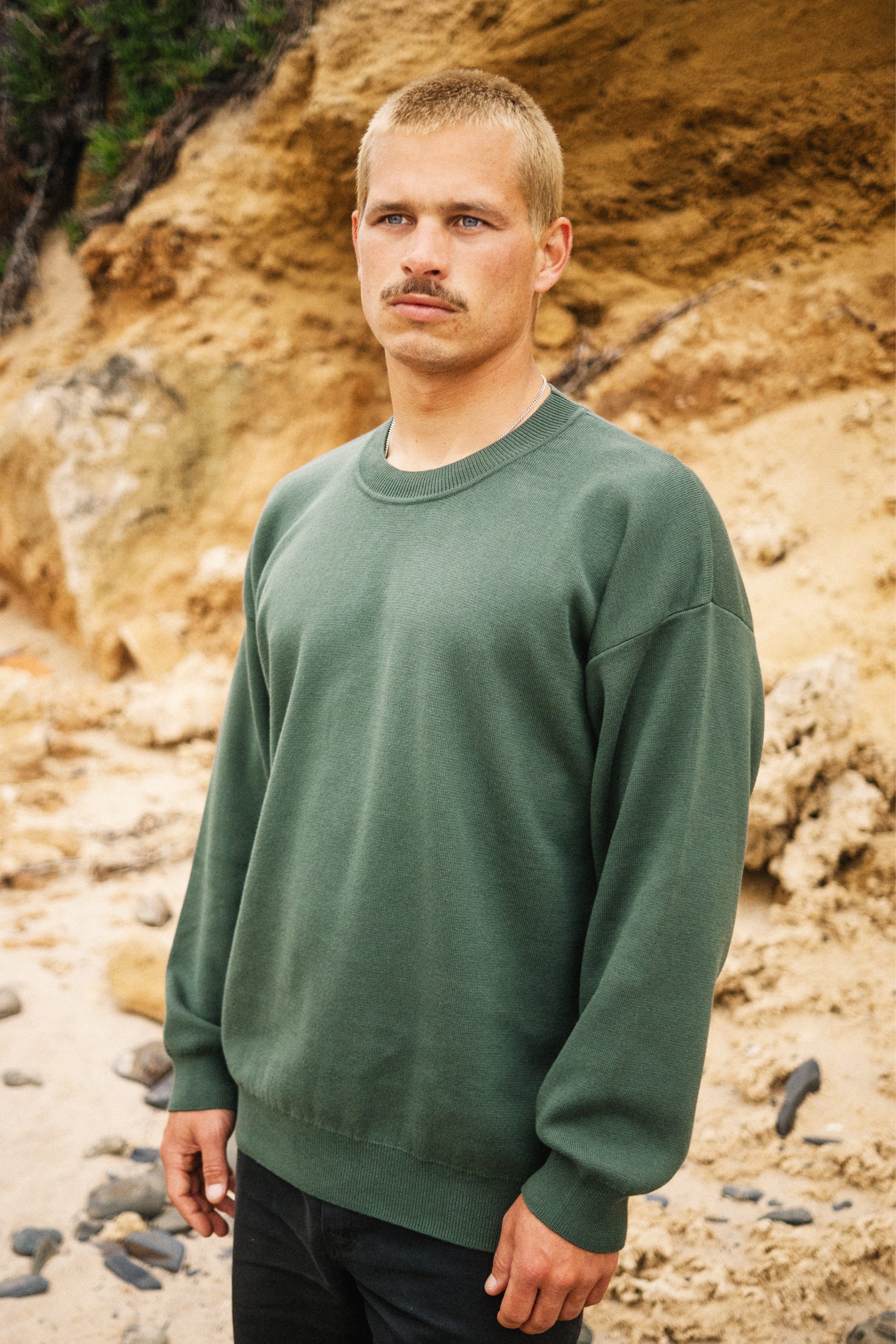 Grüner nachhatlgier Strickpullover aus Bio-Baumwolle _men