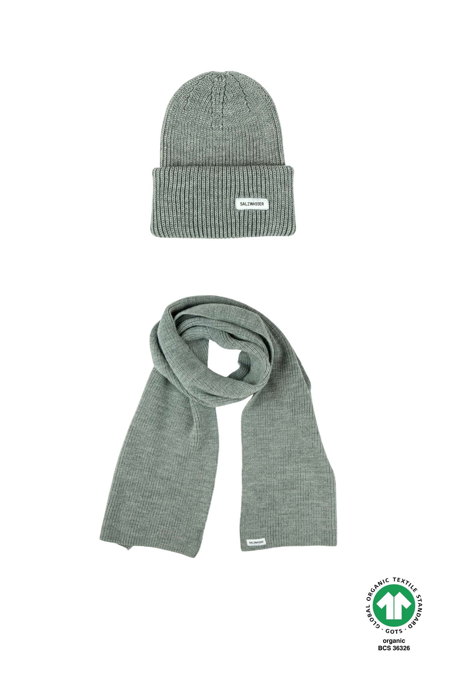 Set: Schal Vind Hellgrau + 1x Mütze Hellgrau