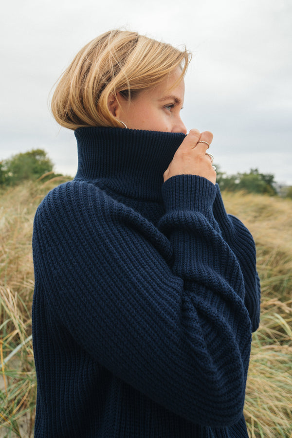 Warmer Merinowollpullover für Damen in Blau von SALZWASSER