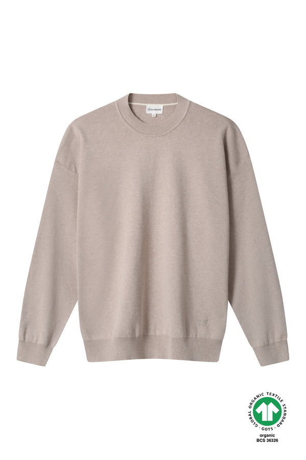 Unisex Full Milano Strickpullover Oversized in Beige Sandalwood aus Bio-Baumwolle