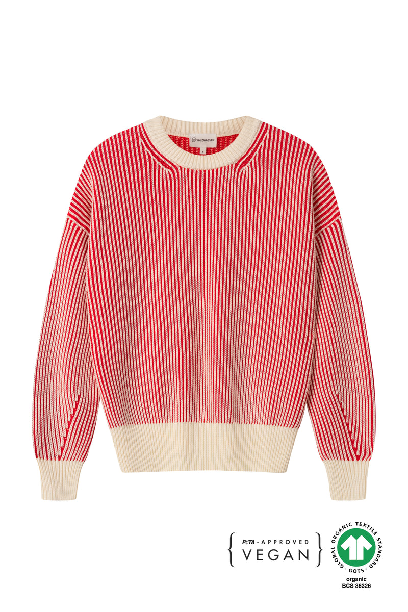 Strickpullover Pullover Rot Schwarz Gestreift Damen Gestreifter