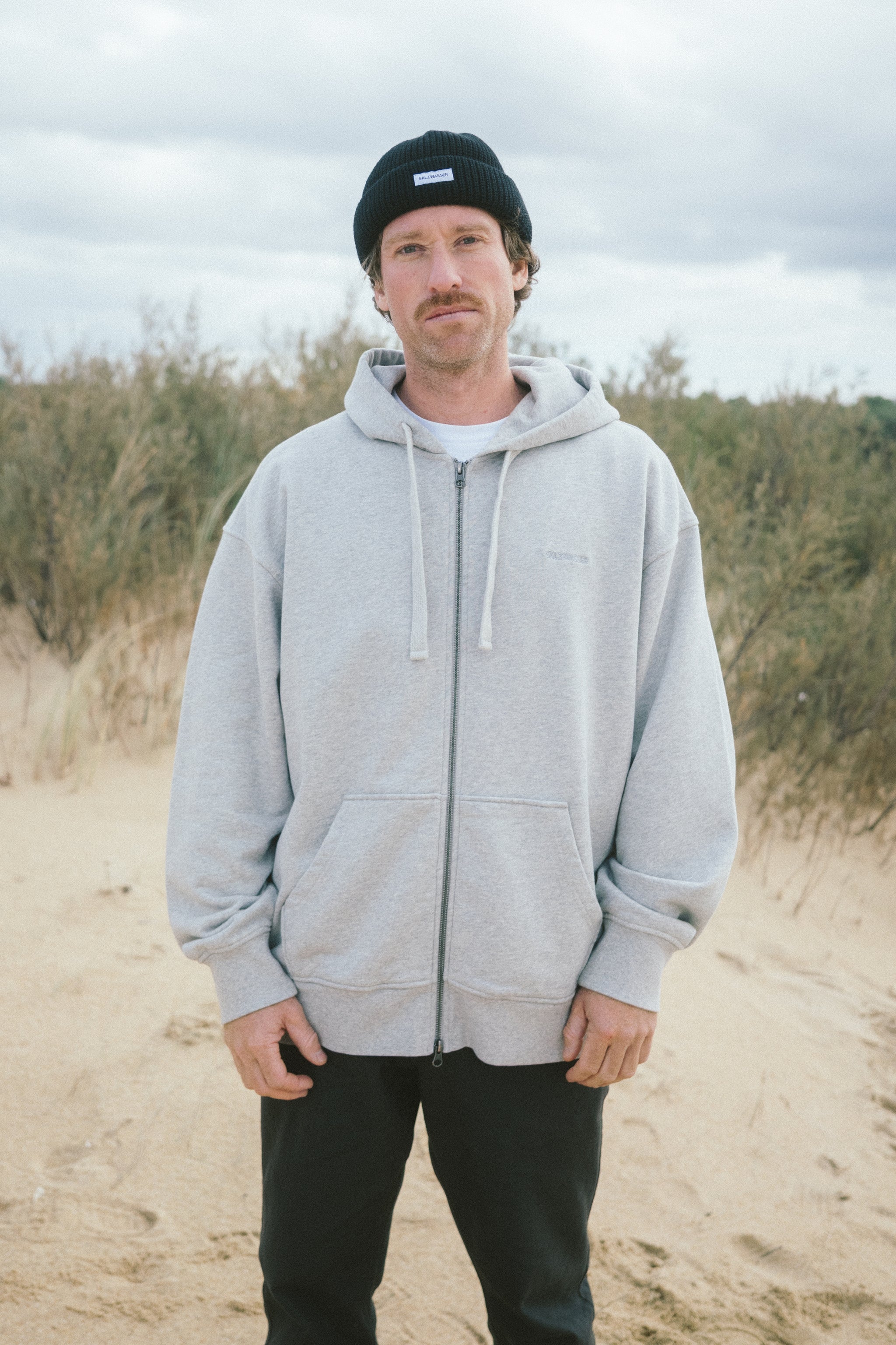 Dicke Sweatjacke Hellgrau aus Bio-Baumwolle von SALZWASSER