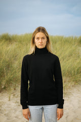 Damen Rollkragenpullover Schwarz aus Bio-Baumwolle von SALZWASSER