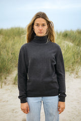 Unisex Damen Rollkragenpullover Anthrazit Bio-Baumwolle von SALZWASSER