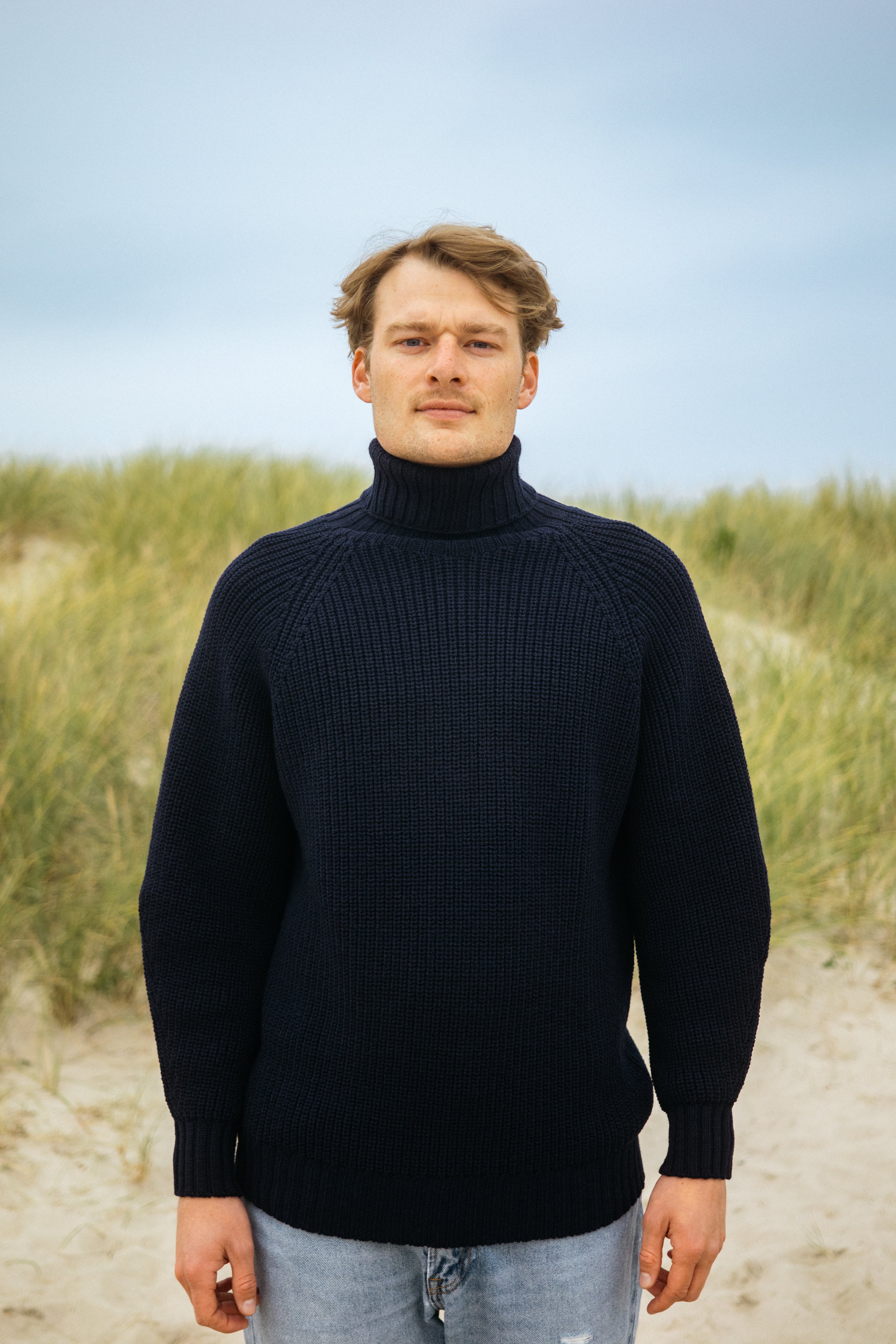 Grobstrick Rollkragenpullover mit Raglan aus Merinowolle von SALZWASSER