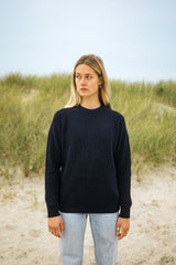 Unisex Raglan Rundhals Strickpullover Dunkelblau nachhaltig von SALZWASSER