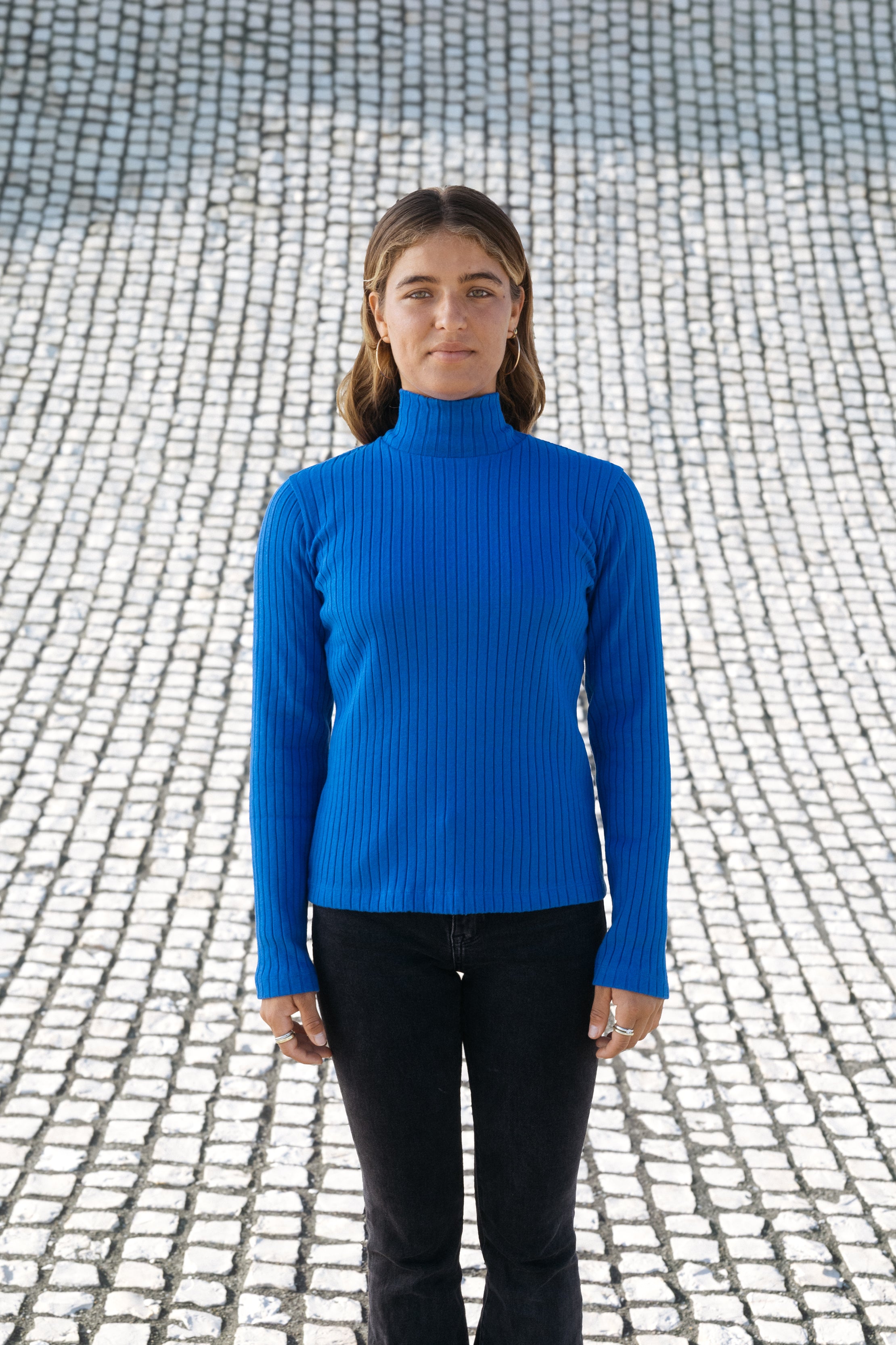 Blaues Rib Longsleeve in bester Qualität von SALZWASSER