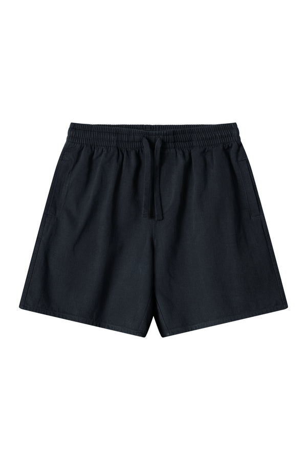 Dunkelblaue kurze Hose Unisex Herren aus Bio-Baumwolle mit Kordel 
