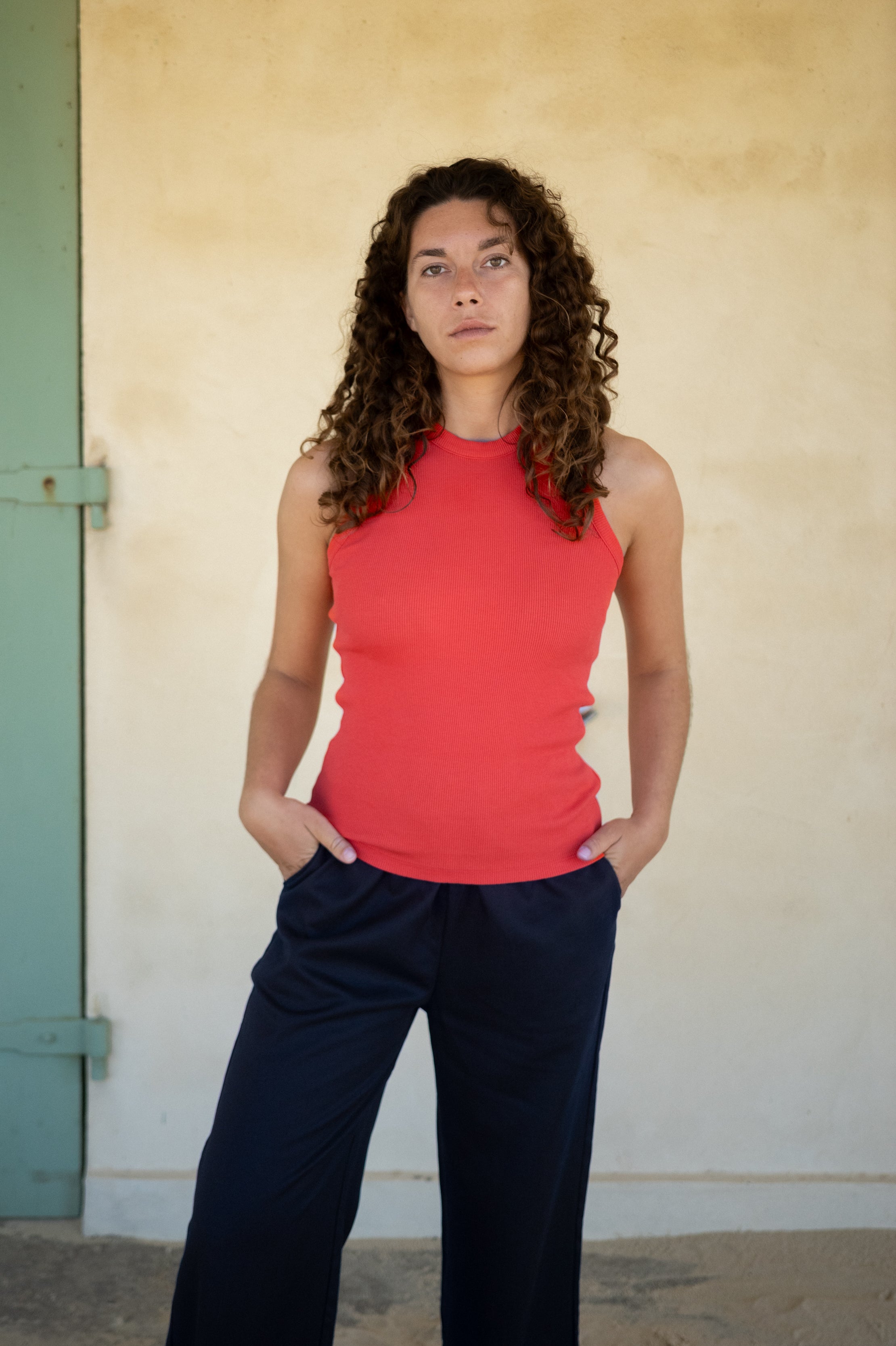 Ripp Top Damen in Rot aus Bio Baumwolle 