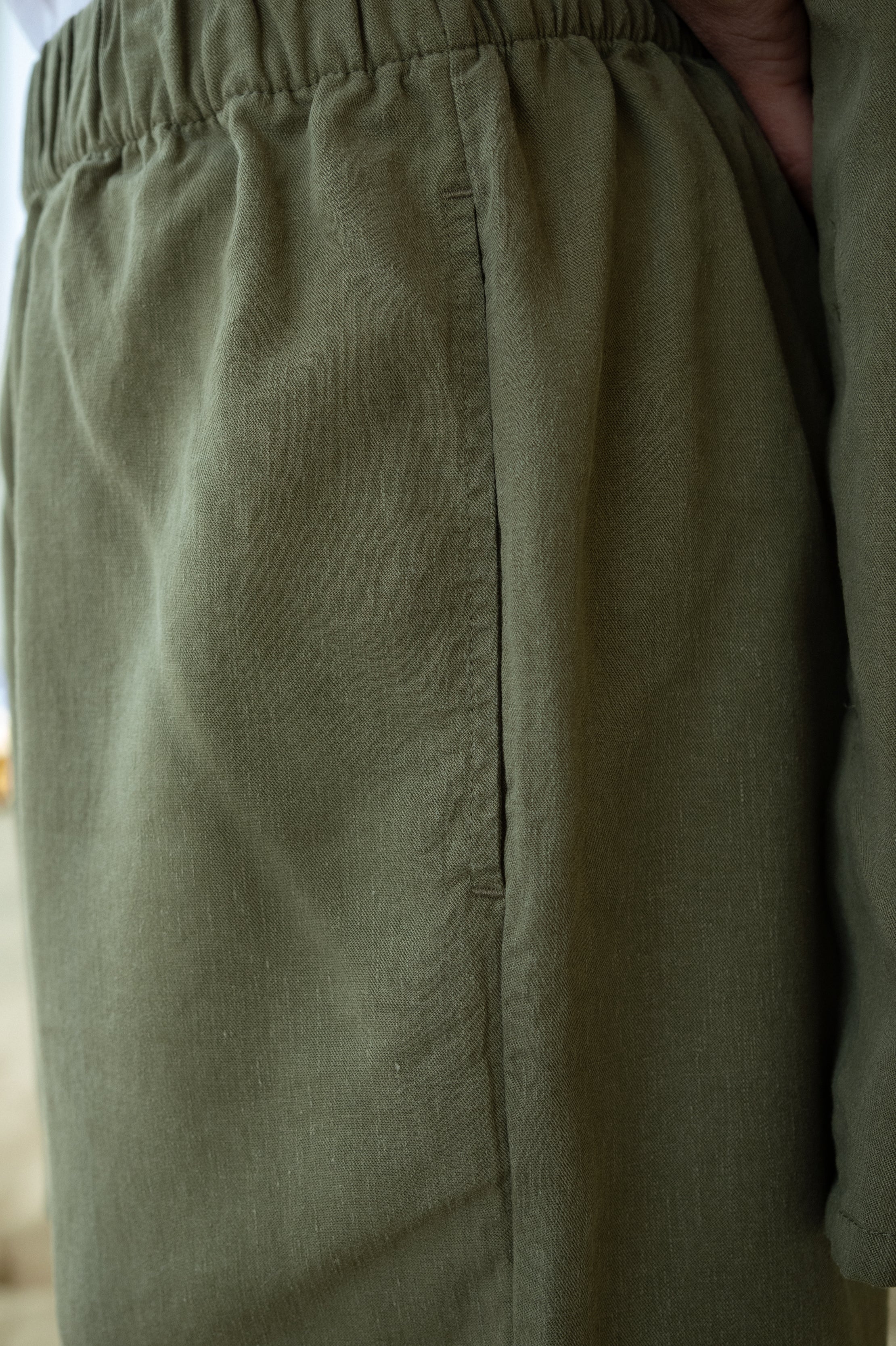 Leinen-Mix Shorts Luma Olive