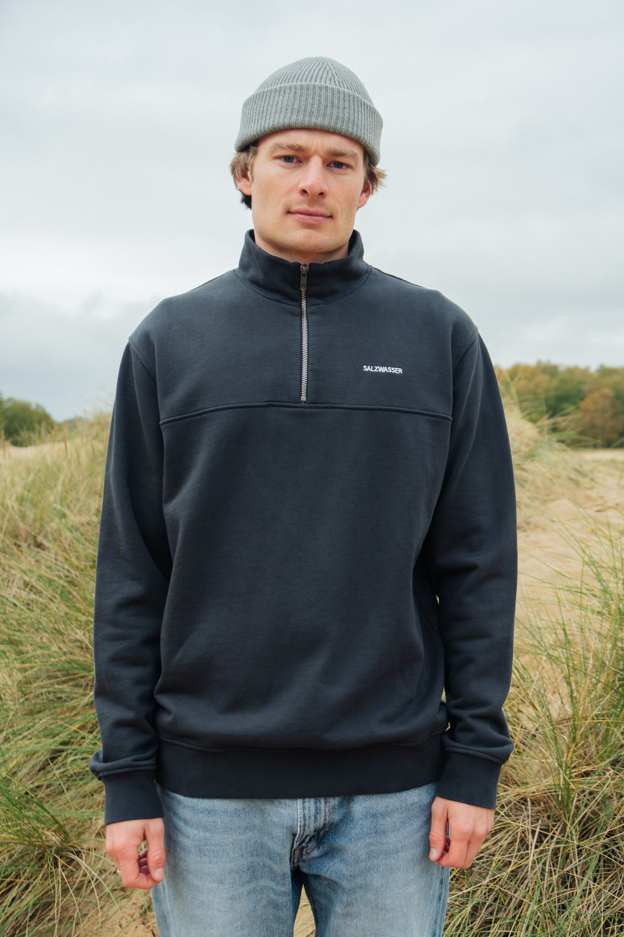 Half-Zip Sweater von SALZWASSER in Graublau