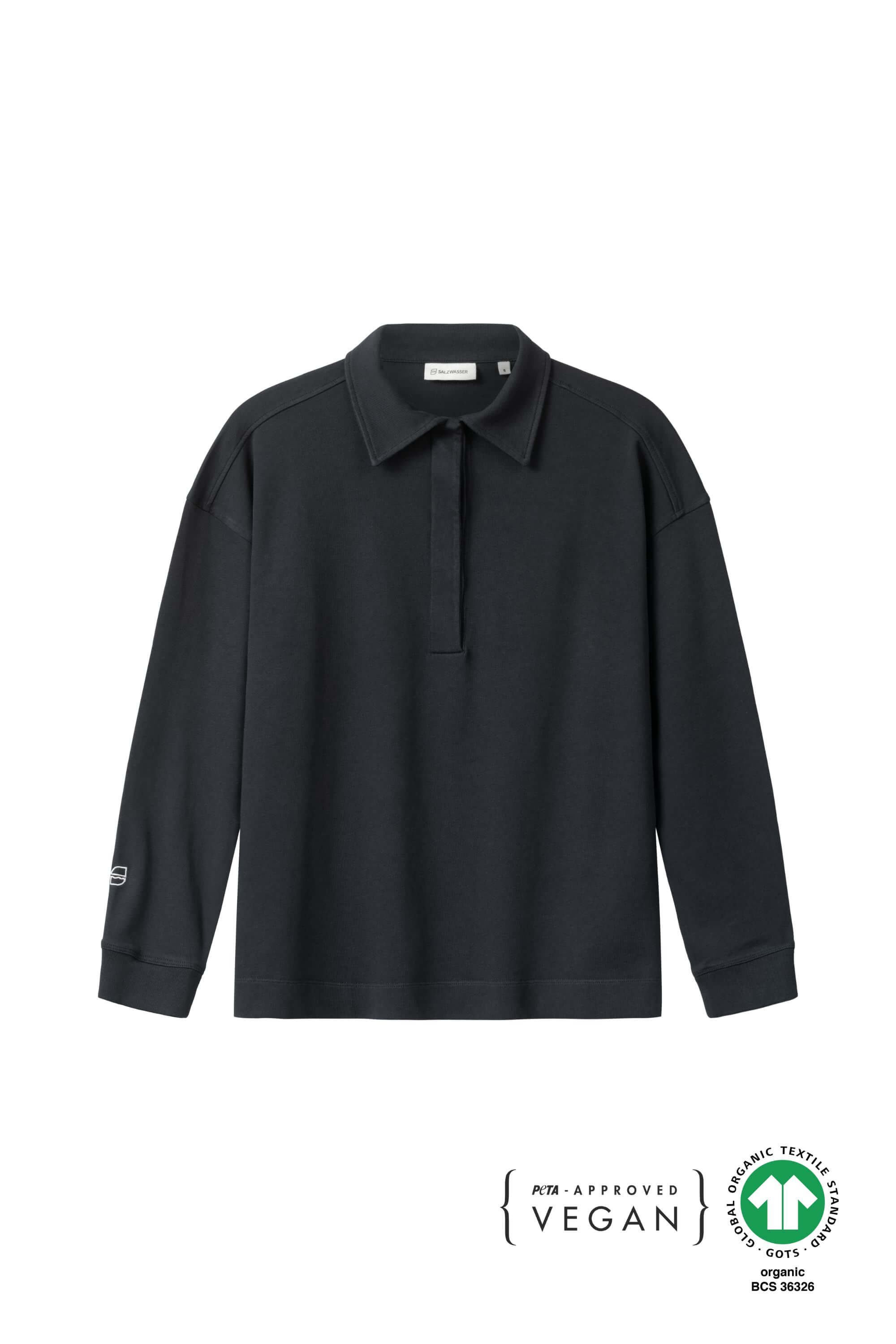 Dunkelblaues Polo-Longsleeve für Frauen von SALZWASSER _women