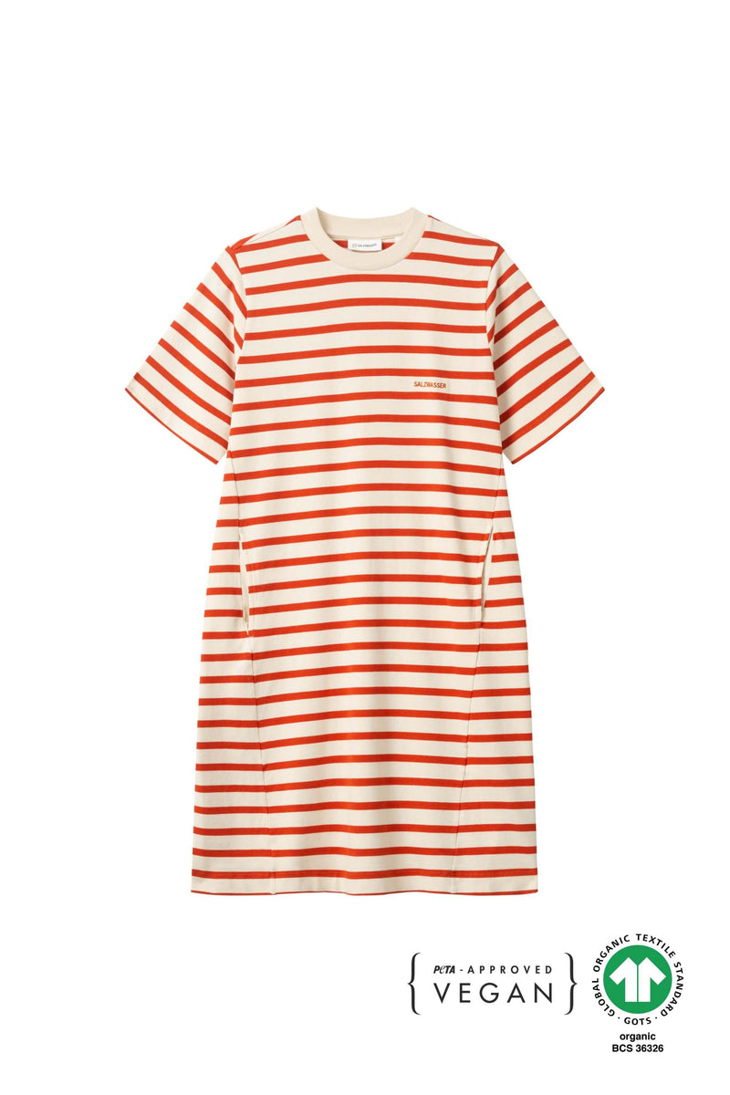Damen T-Shirt Kleid in Orange-Gestreift von SALZWASSER  _women