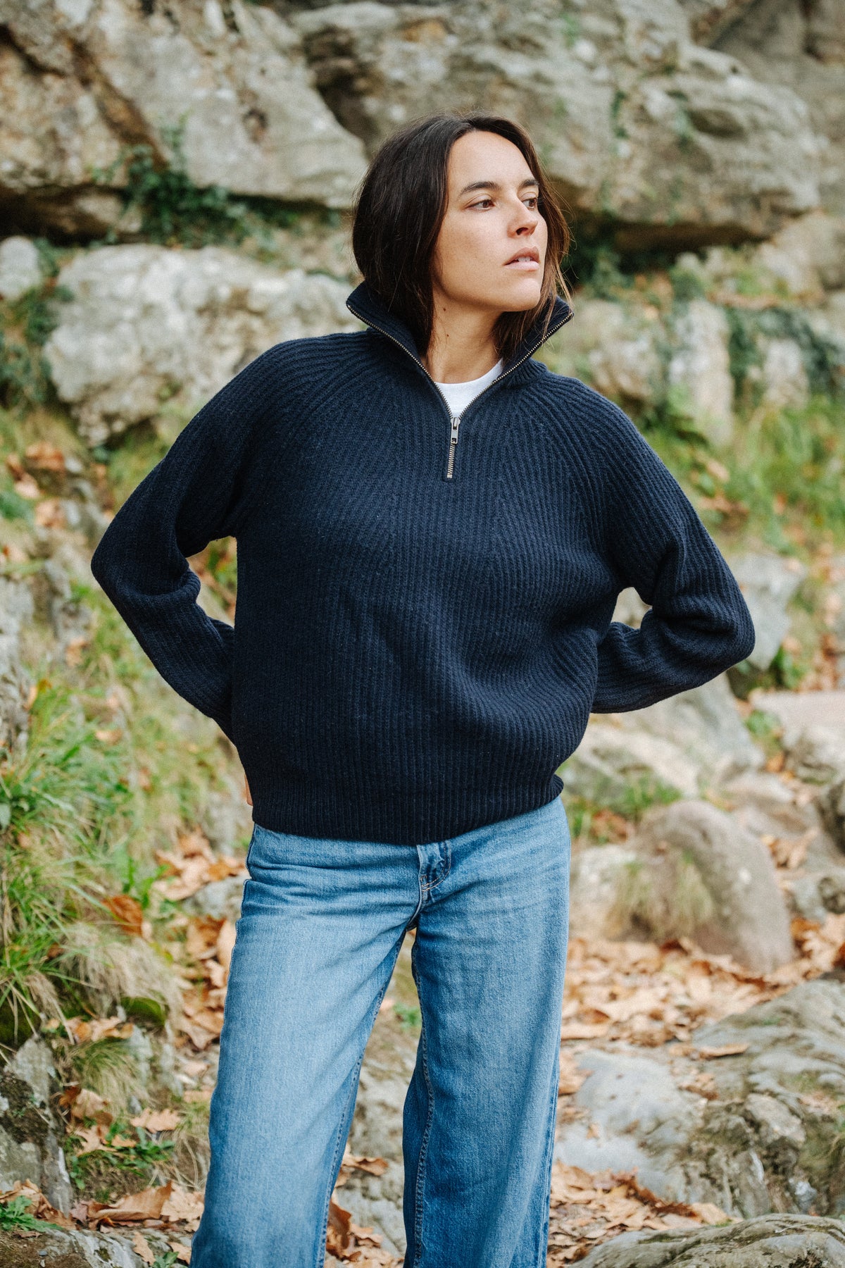 Warmer Merinowollpullover für Damen in Blau von SALZWASSER