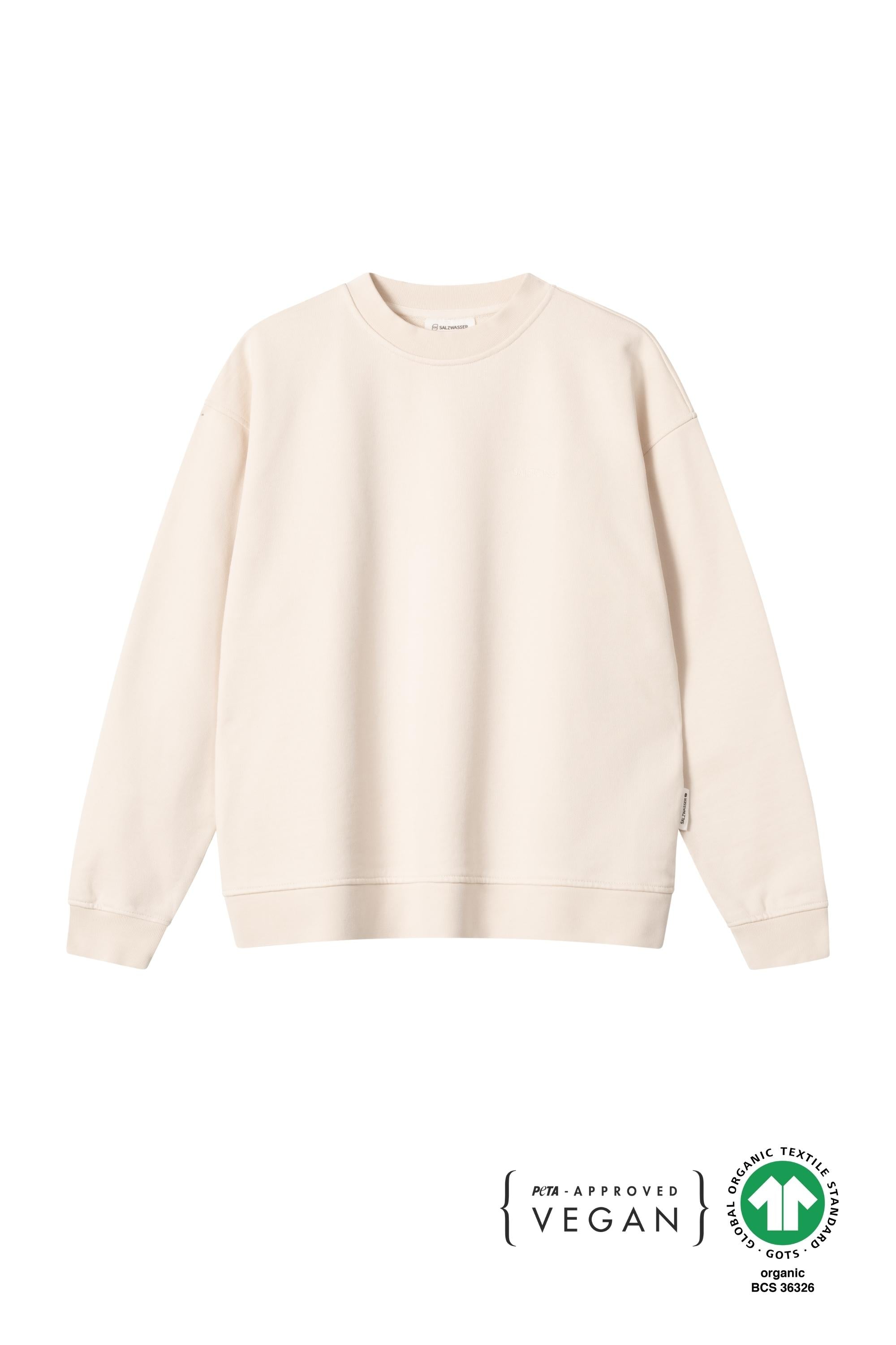 fair produzierter SALZWASSER Sweater in Off-White als Loose Fit vegan _women