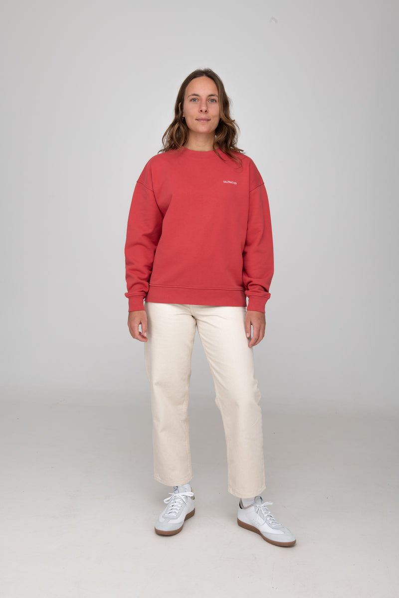 nachhaltiger Sweater von SALZWASSER in rot als Loose Fit