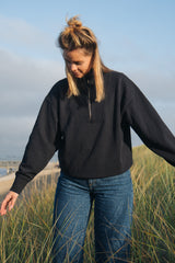 Nachhaltiger Half-Zip Sweater von SALZWASSER für Damen aus Bio-Baumwolle