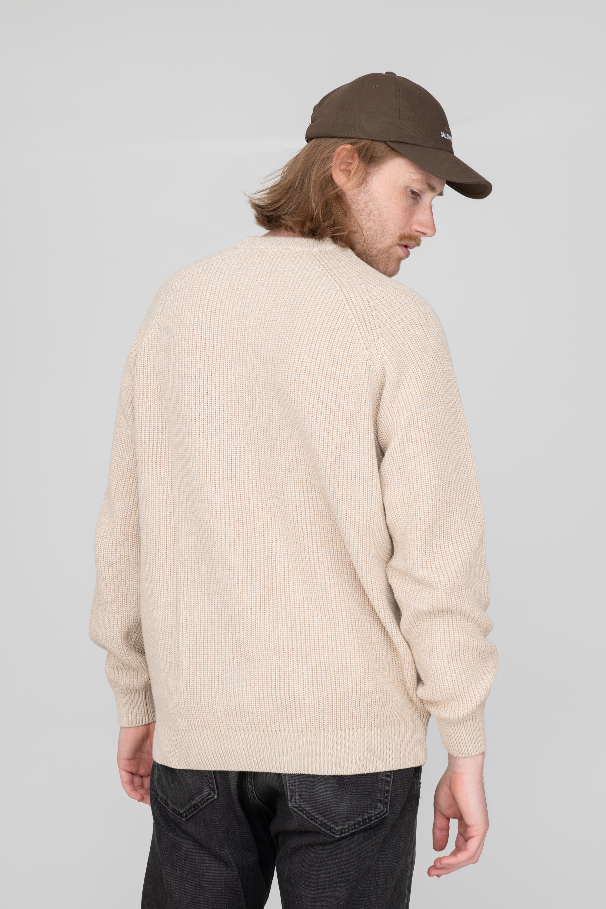 Fair produzierter Strickpullover von SALZWASSER in Naturweiß als Loose Fit